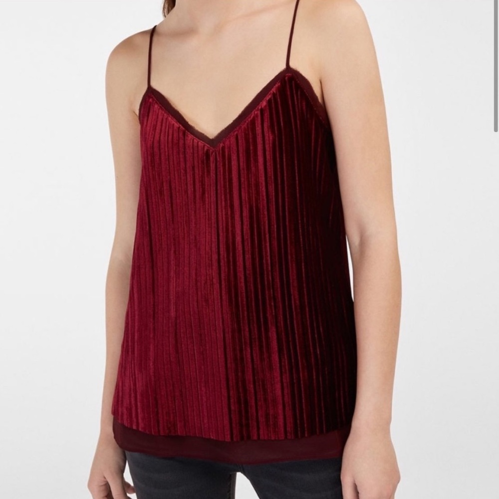 Massimo Dutti Burgundy Pleated Camisole